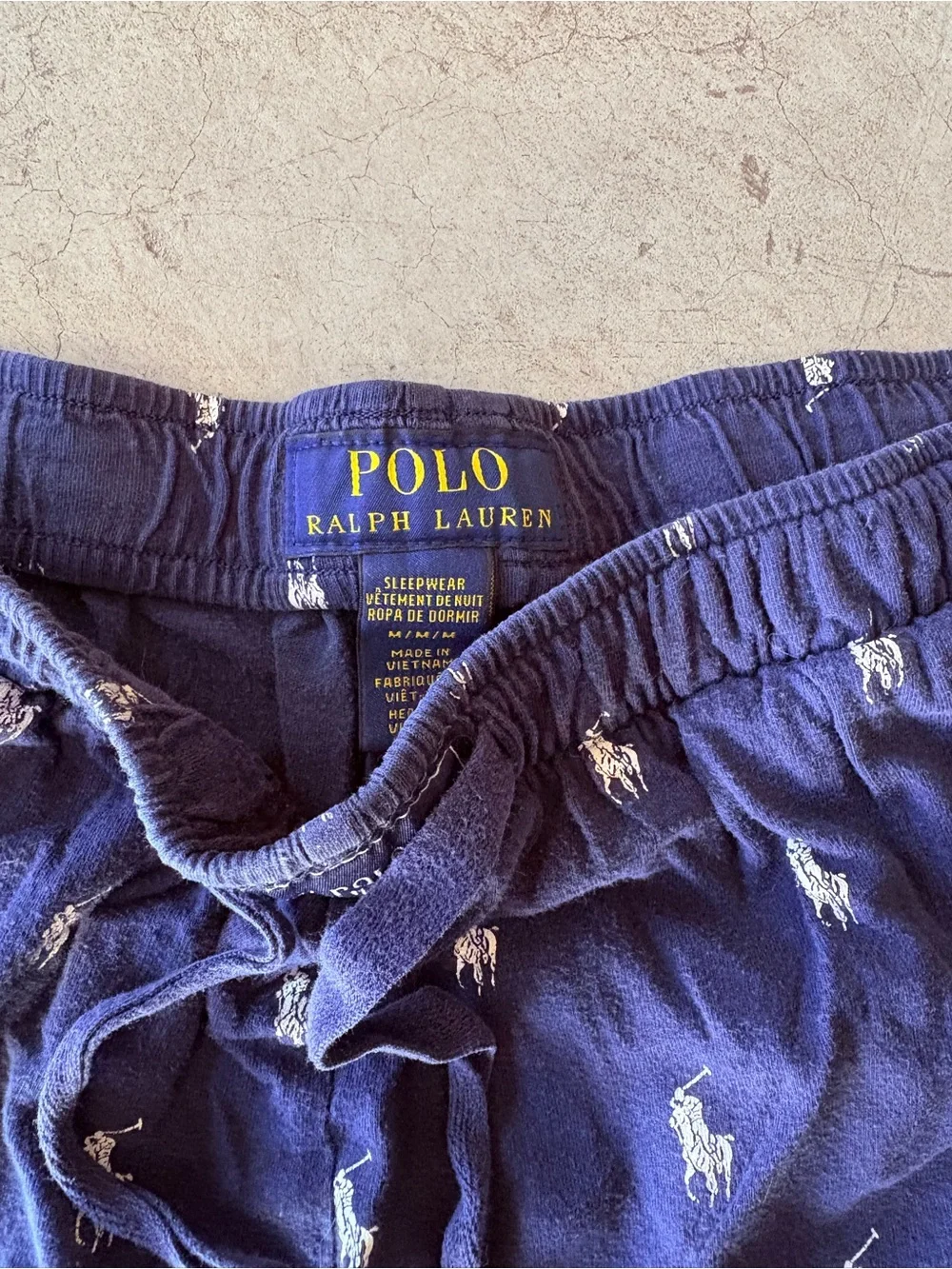 Polo Ralph Lauren Classic Sleepwear Shorts Men S Blue Pony AOP Drawstring Pocket